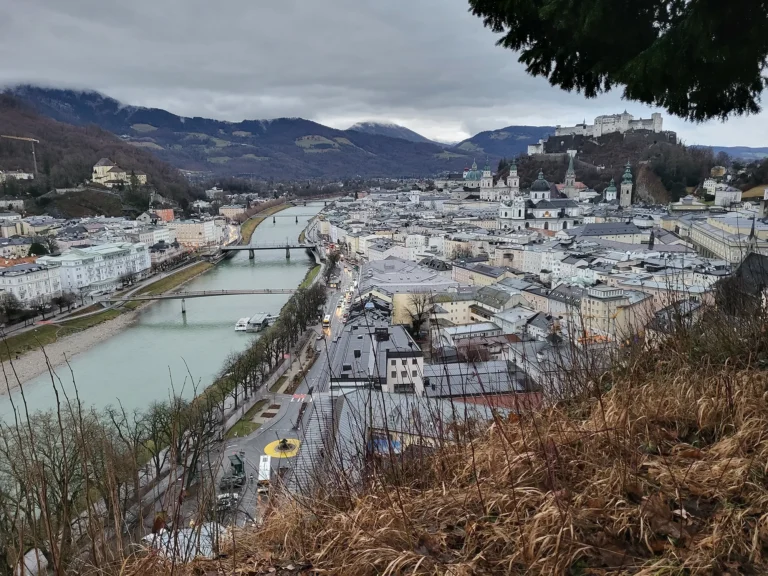 Panoramic view of Salzburg, Austria from Mönchsberg